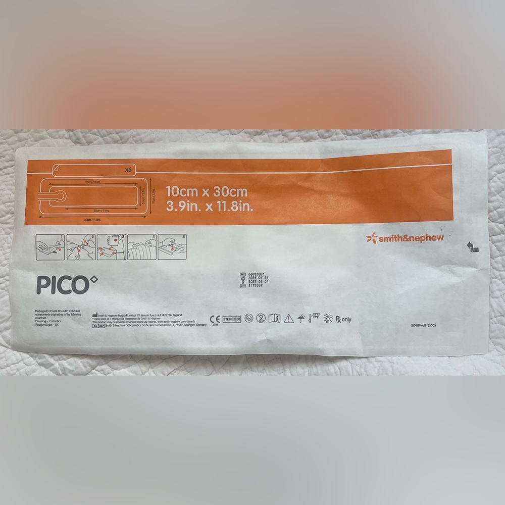 Sealed Smith & Nephew PICO dressing for wound Vac/pump- 10cm x 30cm 66022003